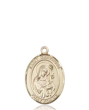 St. Gertrude of Nivelles Medal<br/>8219 Oval, 14kt Gold