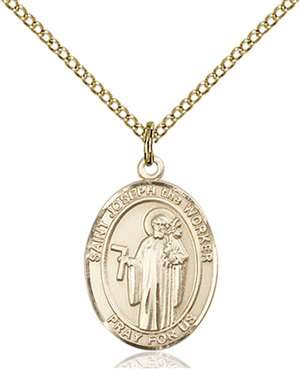 St. Joseph The Worker Medal<br/>8220 Oval, Gold Filled