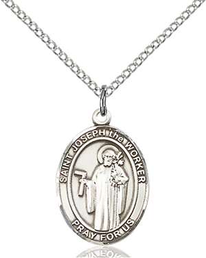 St. Joseph The Worker Medal<br/>8220 Oval, Sterling Silver