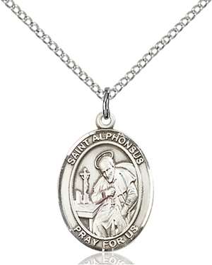 St. Alphonsus Medal<br/>8221 Oval, Sterling Silver