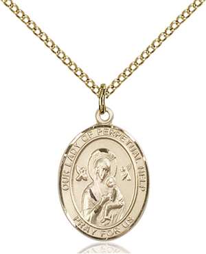 Our Lady of Perpetual Help Medal<br/>8222 Oval, Gold Filled
