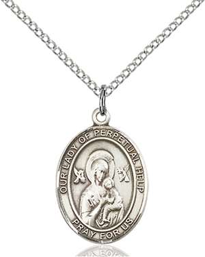 Our Lady of Perpetual Help Medal<br/>8222 Oval, Sterling Silver