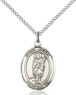 St. Victor of Marseilles Medal<br/>8223 Oval, Sterling Silver