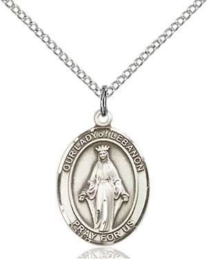 Our Lady of Lebanon Medal<br/>8229 Oval, Sterling Silver