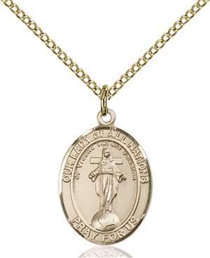 Our Lady of All Nations Medal<br/>8242 Oval, Gold Filled
