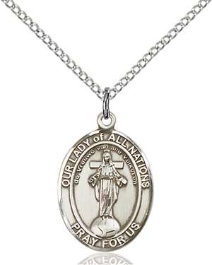 Our Lady of All Nations Medal<br/>8242 Oval, Sterling Silver