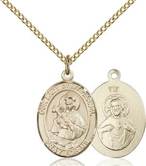 Our Lady of Mount Carmel Medal<br/>8243 Oval, Gold Filled