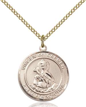 Virgen del Carmen Medal<br/>8243 Spanish, Round, Gold Filled