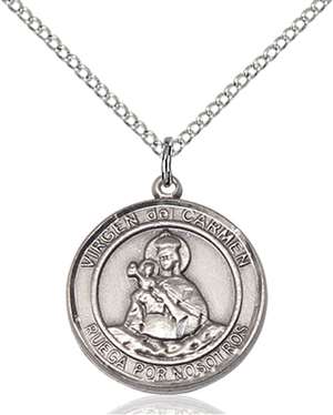 Virgen del Carmen Medal<br/>8243 Spanish, Round, Sterling Silver