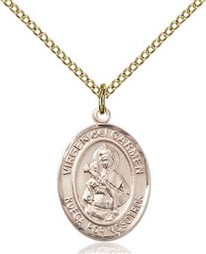 Virgen del Carmen Medal<br/>8243 Spanish, Oval, Gold Filled