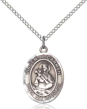 Virgen del Carmen Medal<br/>8243 Spanish, Oval, Sterling Silver
