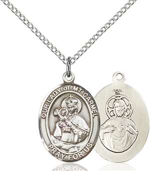 Our Lady of Mount Carmel Medal<br/>8243 Oval, Sterling Silver