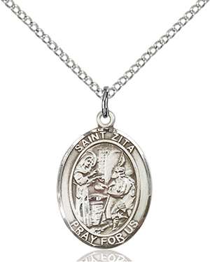 St. Zita Medal<br/>8244 Oval, Sterling Silver