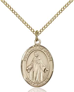 Our Lady of Peace Medal<br/>8245 Oval, Gold Filled
