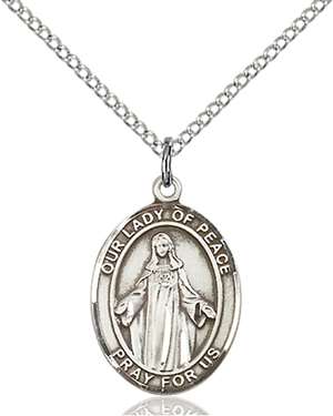 Our Lady of Peace Medal<br/>8245 Oval, Sterling Silver