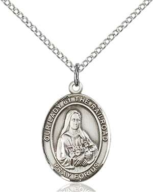 Our Lady of the Railroad Medal<br/>8247 Oval, Sterling Silver