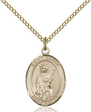 St. Grace Medal<br/>8255 Oval, Gold Filled