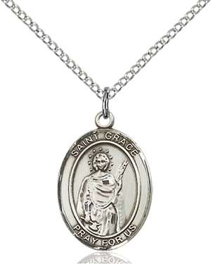 St. Grace Medal<br/>8255 Oval, Sterling Silver