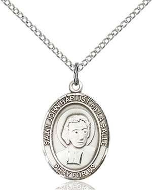 St. John Baptist de La Salle Medal<br/>8262 Oval, Sterling Silver