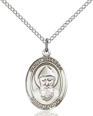 St. Sharbel Medal<br/>8271 Oval, Sterling Silver