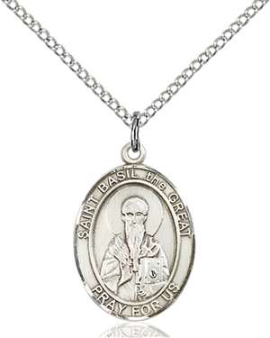 St. Basil the Great Medal<br/>8275 Oval, Sterling Silver