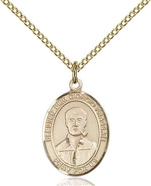 Blessed Pier Giorgio Frassati Medal<br/>8278 Oval, Gold Filled