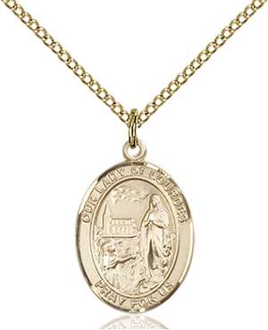 Our Lady of Lourdes Medal<br/>8288 Oval, Gold Filled