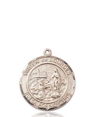 Virgen de Lourdes Medal<br/>8288 Spanish, Round, 14kt Gold