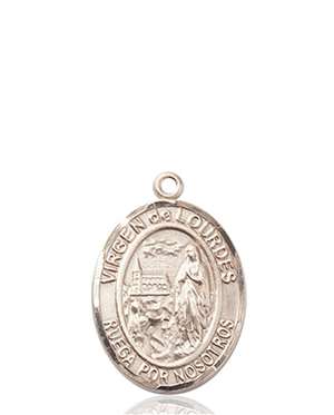 Virgen del Lourdes Medal<br/>8288 Spanish, Oval, 14kt Gold