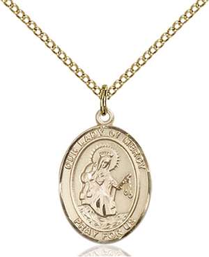 Our Lady of Mercy Medal<br/>8289 Oval, Gold Filled