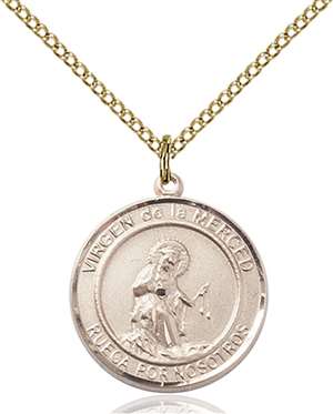 Virgen de la Merce Medal<br/>8289 Spanish, Round, Gold Filled