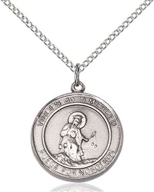 Virgen de la Merce Medal<br/>8289 Spanish, Round, Sterling Silver