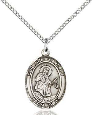 Our Lady of Mercy Medal<br/>8289 Oval, Sterling Silver