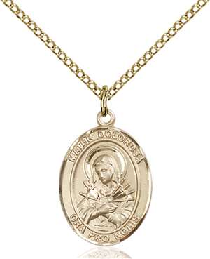 Mater Dolorosa Medal<br/>8290 Oval, Gold Filled