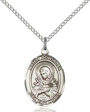 Mater Dolorosa Medal<br/>8290 Oval, Sterling Silver