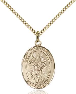 St. Peter Nolasco Medal<br/>8291 Oval, Gold Filled