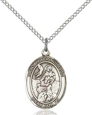 St. Peter Nolasco Medal<br/>8291 Oval, Sterling Silver