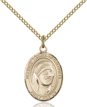 Blessed Teresa of Calcutta Medal<br/>8295 Oval, Gold Filled