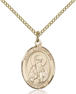 St. Athanasius Medal<br/>8296 Oval, Gold Filled