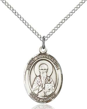 St. Athanasius Medal<br/>8296 Oval, Sterling Silver