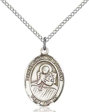 St. Lidwina of Schiedam Medal<br/>8297 Oval, Sterling Silver