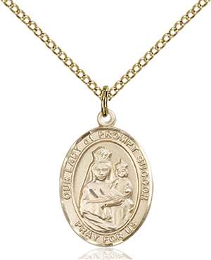 Our Lady of Prompt Succor Medal<br/>8299 Oval, Gold Filled