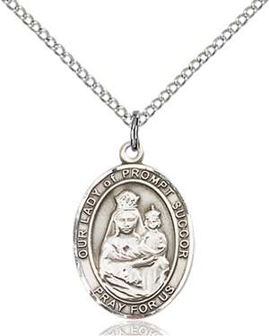 Our Lady of Prompt Succor Medal<br/>8299 Oval, Sterling Silver