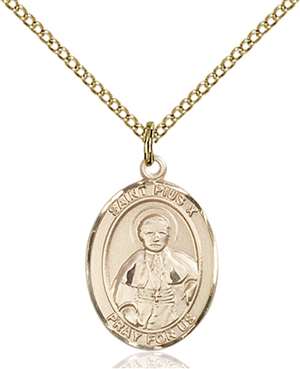 St. Pius X Medal<br/>8305 Oval, Gold Filled