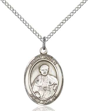 St. Pius X Medal<br/>8305 Oval, Sterling Silver