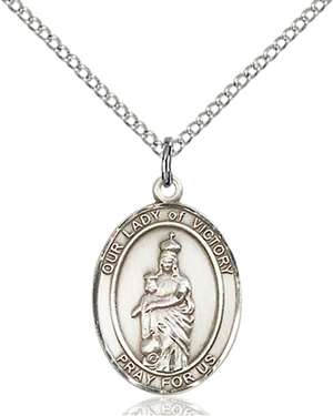 Our Lady of Victory Medal<br/>8306 Oval, Sterling Silver