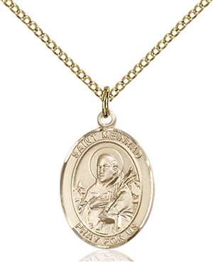 St. Meinrad of Einsideln Medal<br/>8307 Oval, Gold Filled