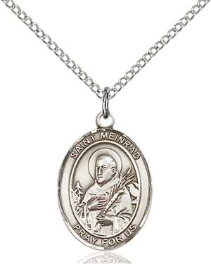 St. Meinrad of Einsideln Medal<br/>8307 Oval, Sterling Silver