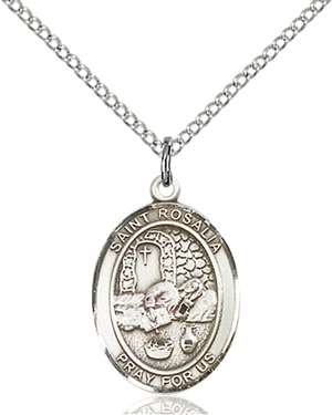 St. Rosalia Medal<br/>8309 Oval, Sterling Silver