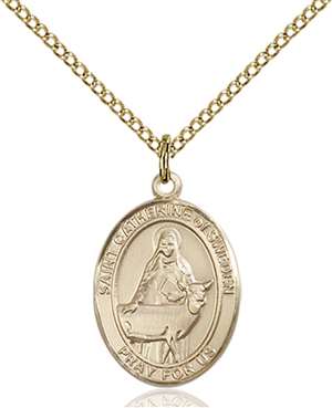 St. Catherine of Sweden Medal<br/>8336 Oval, Gold Filled